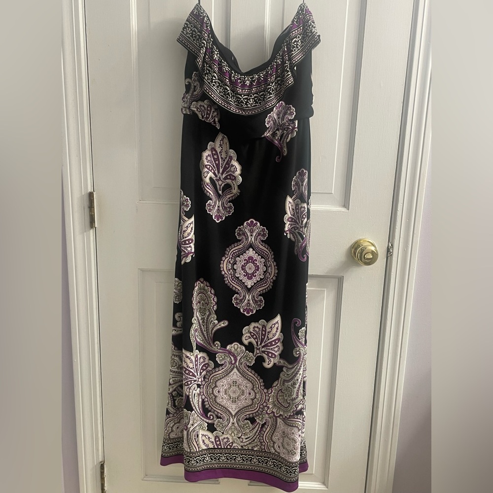 White House Black Market paisley strapless dress